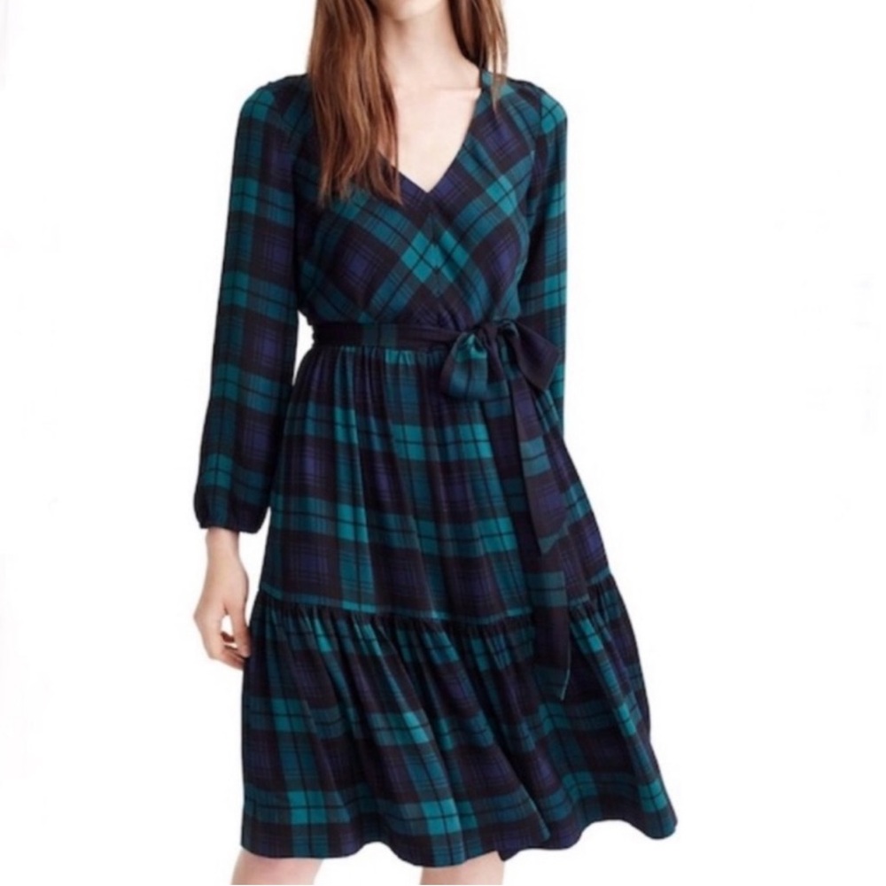GORGG J. Crew drapey holiday dress in black watch tartan, sz 10, Christmas dress